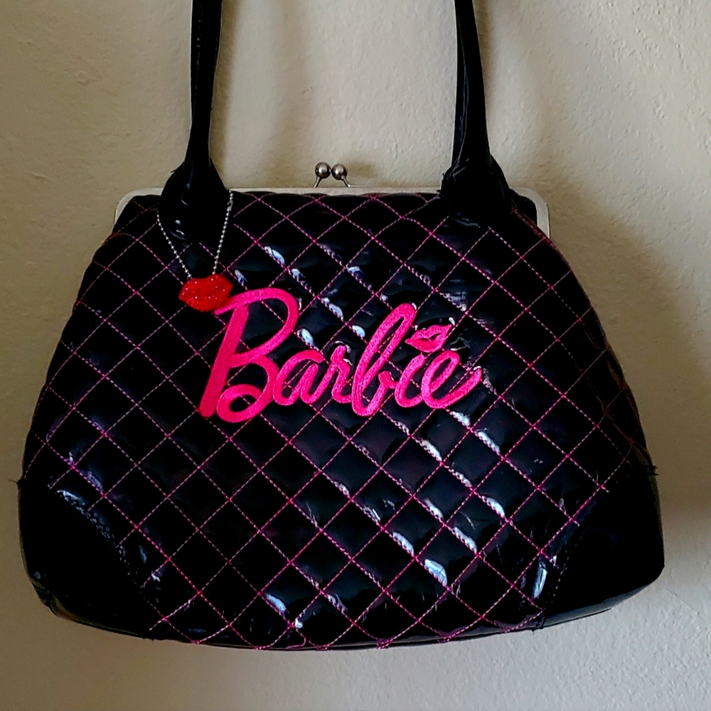 Barbie quilted purse (rare) black and pink